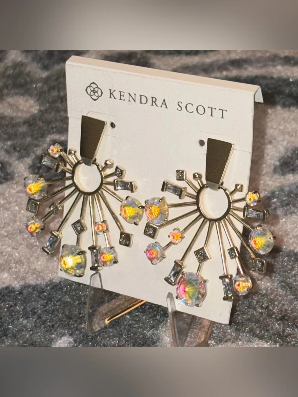 Vintage Kendra Scott Fabia Dichroic Glass Statement Earrings RARE/HTF